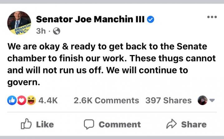 Joe Manchin Facebook Post