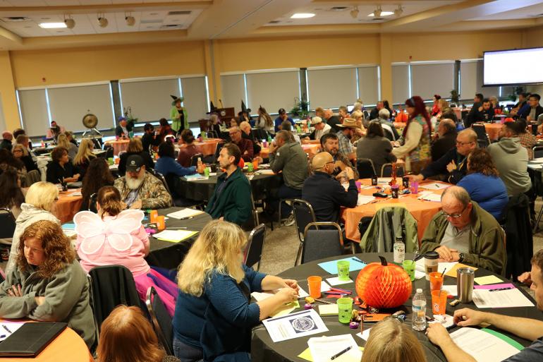 GSC employees at Conversation Day. The event, which was Halloween themed,  included lots of interdepartmental dialogue, costumes, and treats.