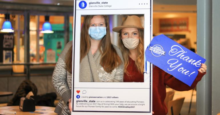 Glenville State College employees Tegan McEntire (left) and Cheyenne Singleton at the 2021 Day of Giving. This year’s Day of Giving will take place on Saturday, February 19. (GSC Photo/Kristen Cosner)