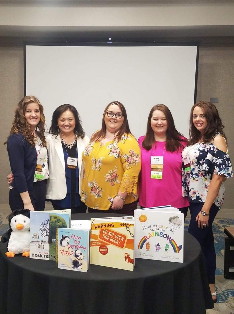 (l-r) EESG student member Carissa Yoak, EESG Co-Advisor Connie Stout O’Dell, EESG President Holly Wilson, EESG Secretary and Historian Abby McCarty, and EESG Co-Advisor Shelly Ratliff