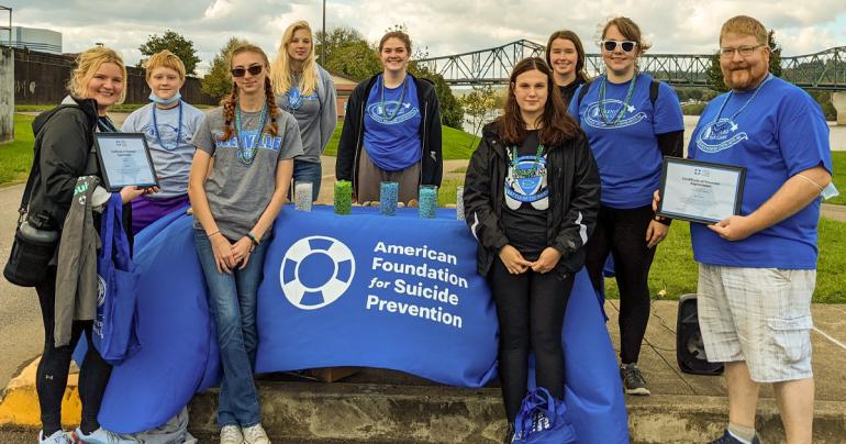 Members of the Glenville State College Hidden Promise Scholars Team who took part in the recent American Foundation for Suicide Prevention’s Out of Darkness Walk (l-r) Hannah Clarkson, Jobe Carter, Katthlene Rose, Terra Lloyd, Kyla Lovejoy, Olivia Dillon, Allison Smith, Josie Hill, and Jeremy Carter.