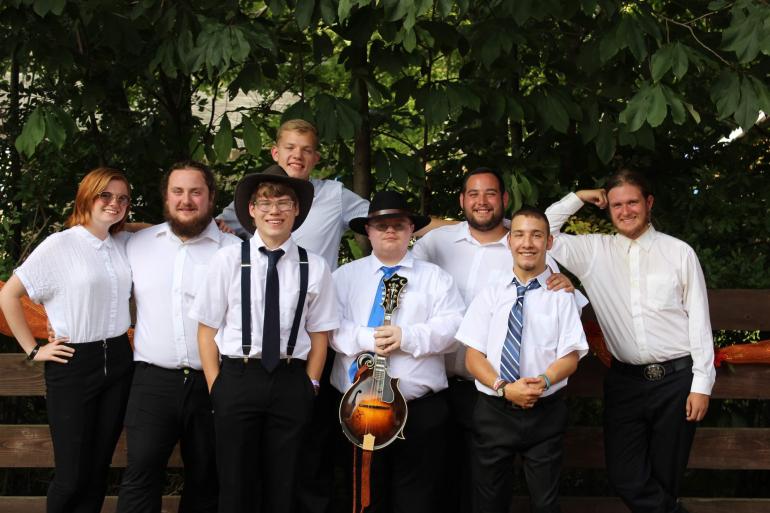 GSC Bluegrass Band (l-r): Lydia Boyd, Alex Leport, Logan Phares, Isaac Putnum, Chase Arbogast, Nick Blake, Sammy Murphy, and George Lilly