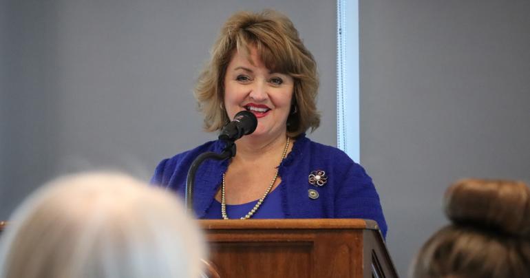 Dr. Sara Lewis-Stankus, Deputy Superintendent with the West Virginia Department of Education, was on hand for Grow Your Own Day at Glenville State University on April 20. (GSU Photo/Seth Stover)