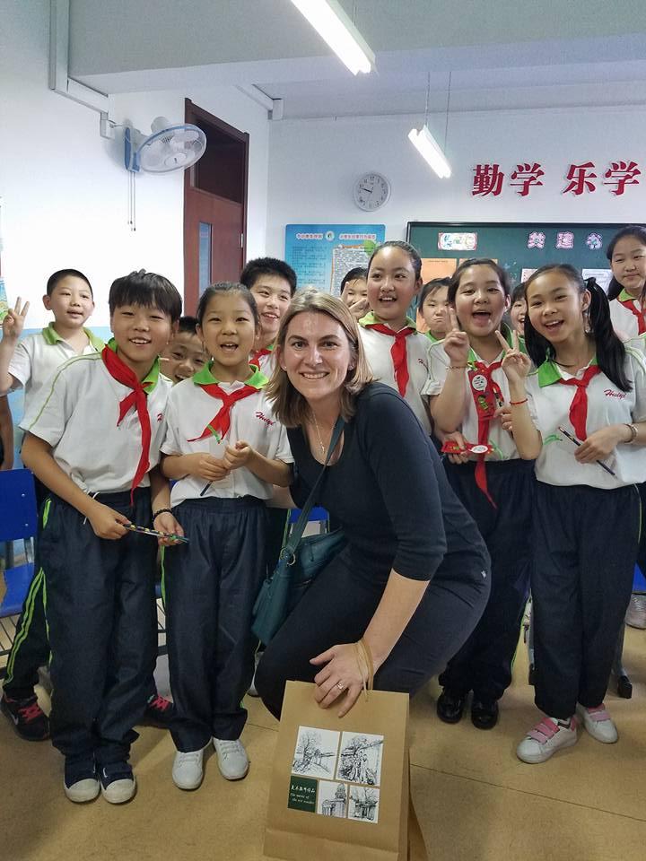 Dr. Megan Gibbons with students from Huidi 1st Primary School