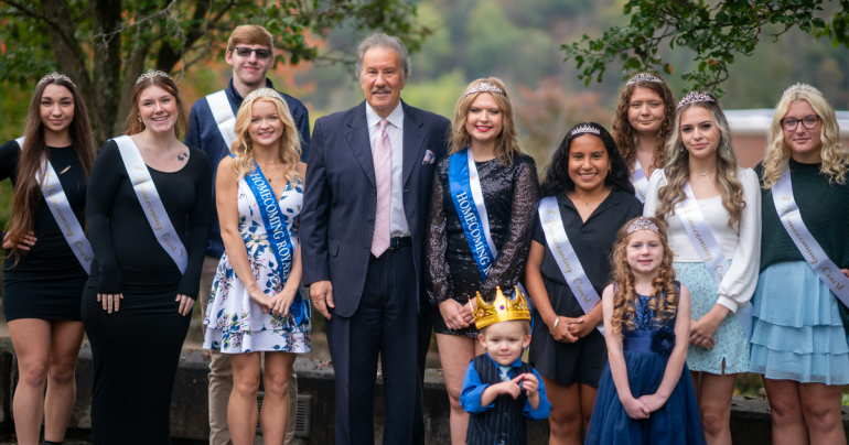 (l-r) Graylin Floyd, Abby Hudson, Adam Davis, Samantha Dawson, Dr. Mark Manchin, Haley Lough, Emily Rosales, Katie Cooper, Beth Nichols, Taryn Kohlphenson; Court Attendants Brent Harrison and Fionna McEntire