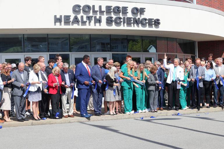 GSU President, Board of Governors, students, faculty, staff and friends join together for Ribbon Cutting at new Health Sciences facility at the Waco Center