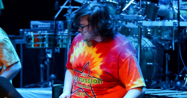 Glenville State University senior music student, Joe Lutsy, plays a marimba as part of the recent GSU Percussion Ensemble. Lutsy, from Chesapeake, West Virginia, will hold his Senior Recital at Glenville State on Saturday, April 23.