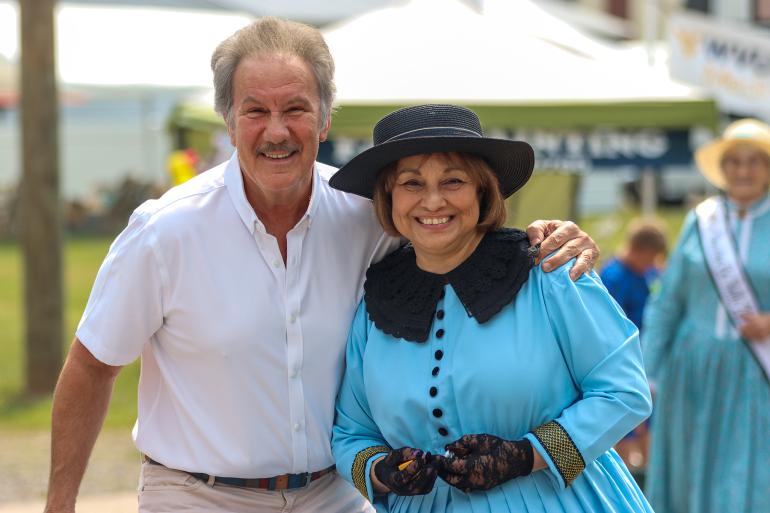 Glenville State University President Dr. Mark Manchin with 2018 Harrison County Belle, Connie Wolfinger.