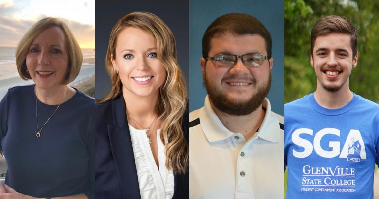 New Glenville State College Board of Governors members (l-r) Dr. Kathy Butler, Alex Lay, Cody Moore, and Nic McVaney.