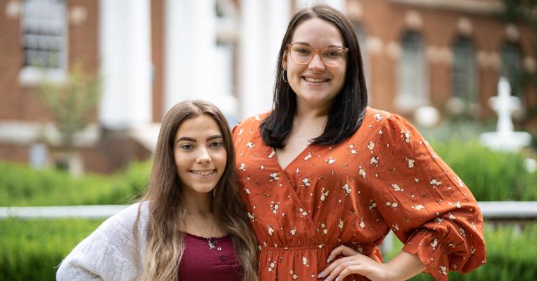 Glenville State University Student Government Association Vice President Macy Rush (left) and President Breanna Morgan. (GSU Photo/Kristen Cosner)