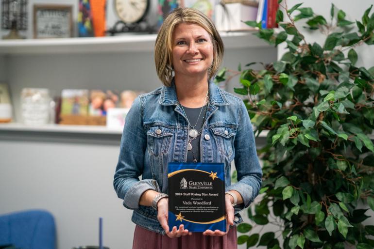 Vada Woodford, Glenville State University’s 2024 Staff Rising Star Award Recipient. (GSU Photo/Julia Hill) 