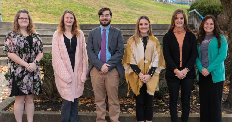 Glenville State College student teacher interns for the fall 2021 semester; (l-r) Morgan Golden, Cheyenna Henderson, Andrew Camp, Taylor McClain, Carissa Yoak, and Jessica Smarr. (GSC Photo/Dustin Crutchfield)