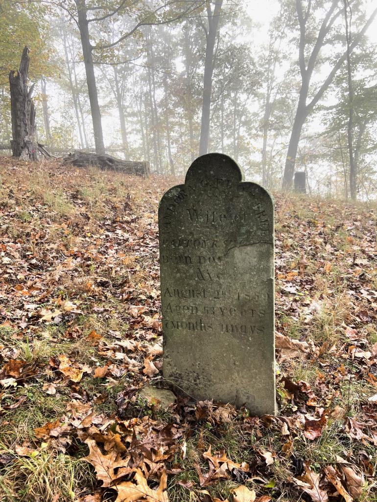 Headstone in GSU's cemetery.