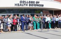 GSU President, Board of Governors, students, faculty, staff and friends join together for Ribbon Cutting at new Health Sciences facility at the Waco Center